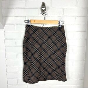 Unif Brown Plaid Knit Midi Skirt